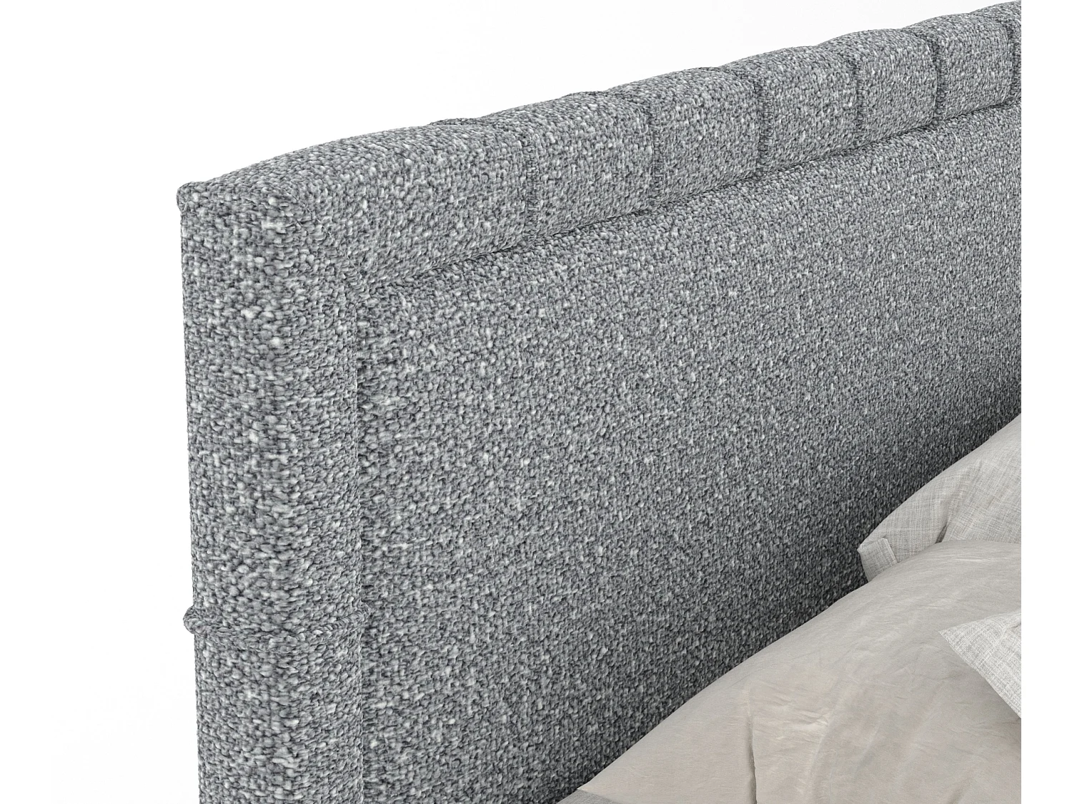 Boxspringbett aus Boucle-Stoff Voyage - Matratze - Toppermatratze - 160x200 cm - grau