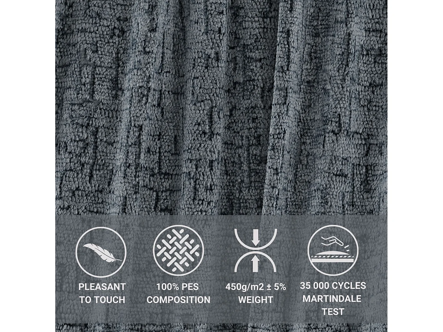 Boxspringbett aus Chenille-Stoff Juniper - Matratze - Toppermatratze - 160x200 cm - grau