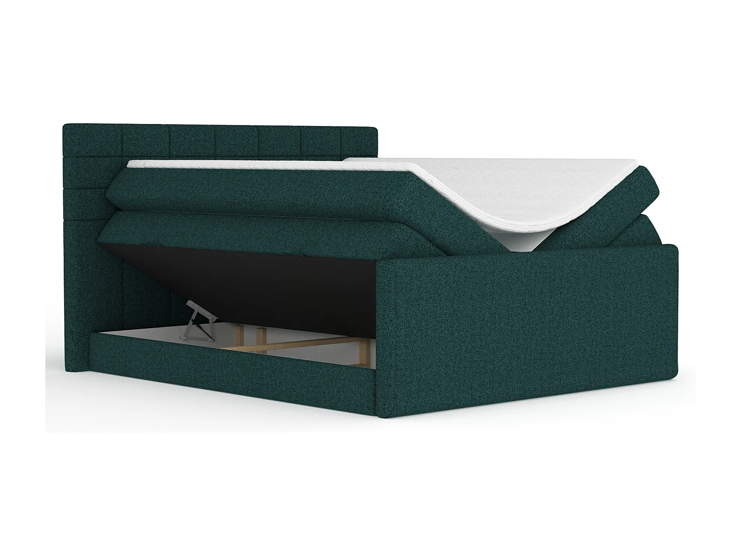 Boxspringbett aus Webstoff Ava - Matratze - Toppermatratze - 180x200 cm - grün