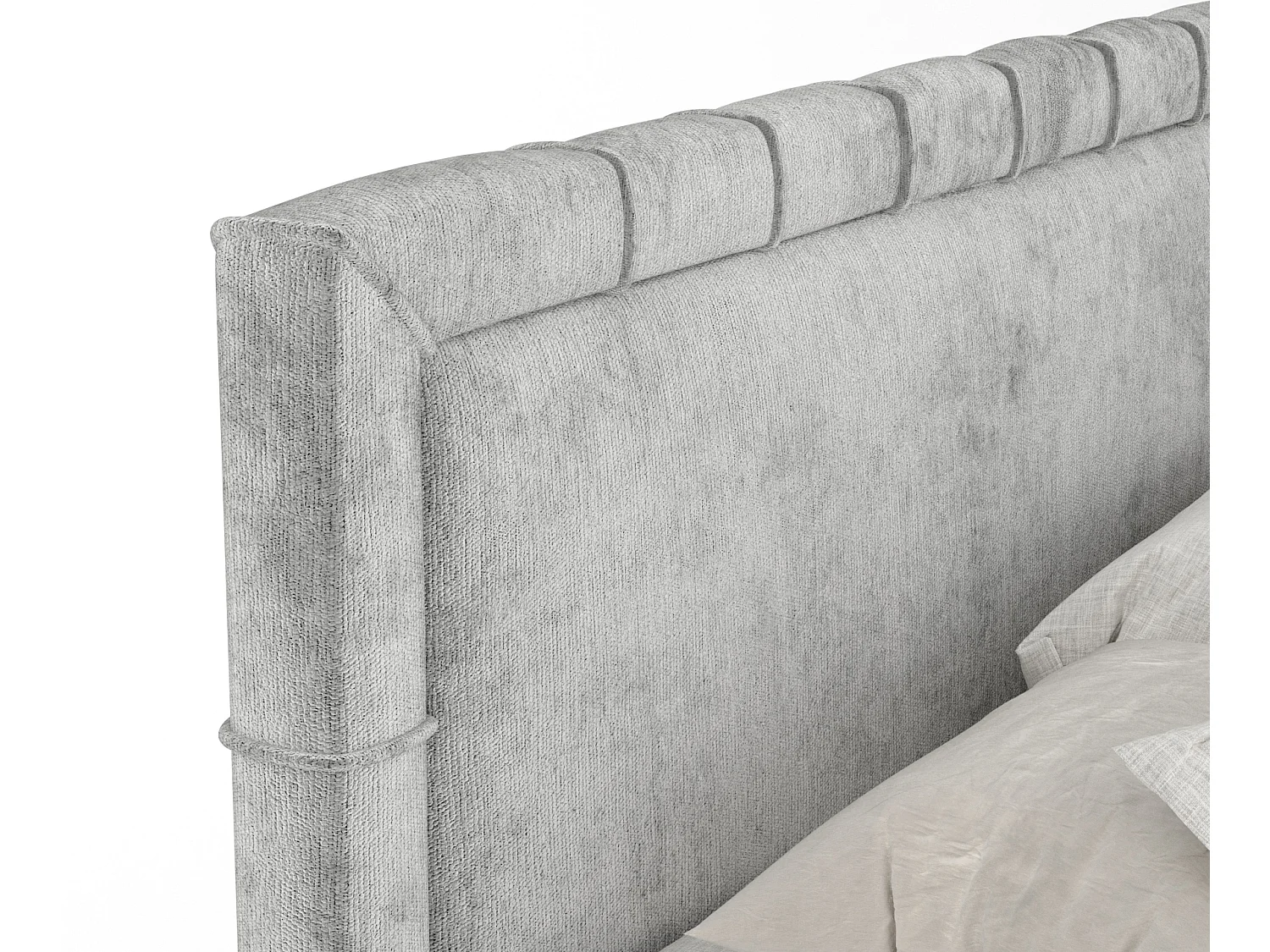 Boxspringbett aus Chenille-Stoff Voyage - Matratze - Toppermatratze - 180x200 cm - hellgrau