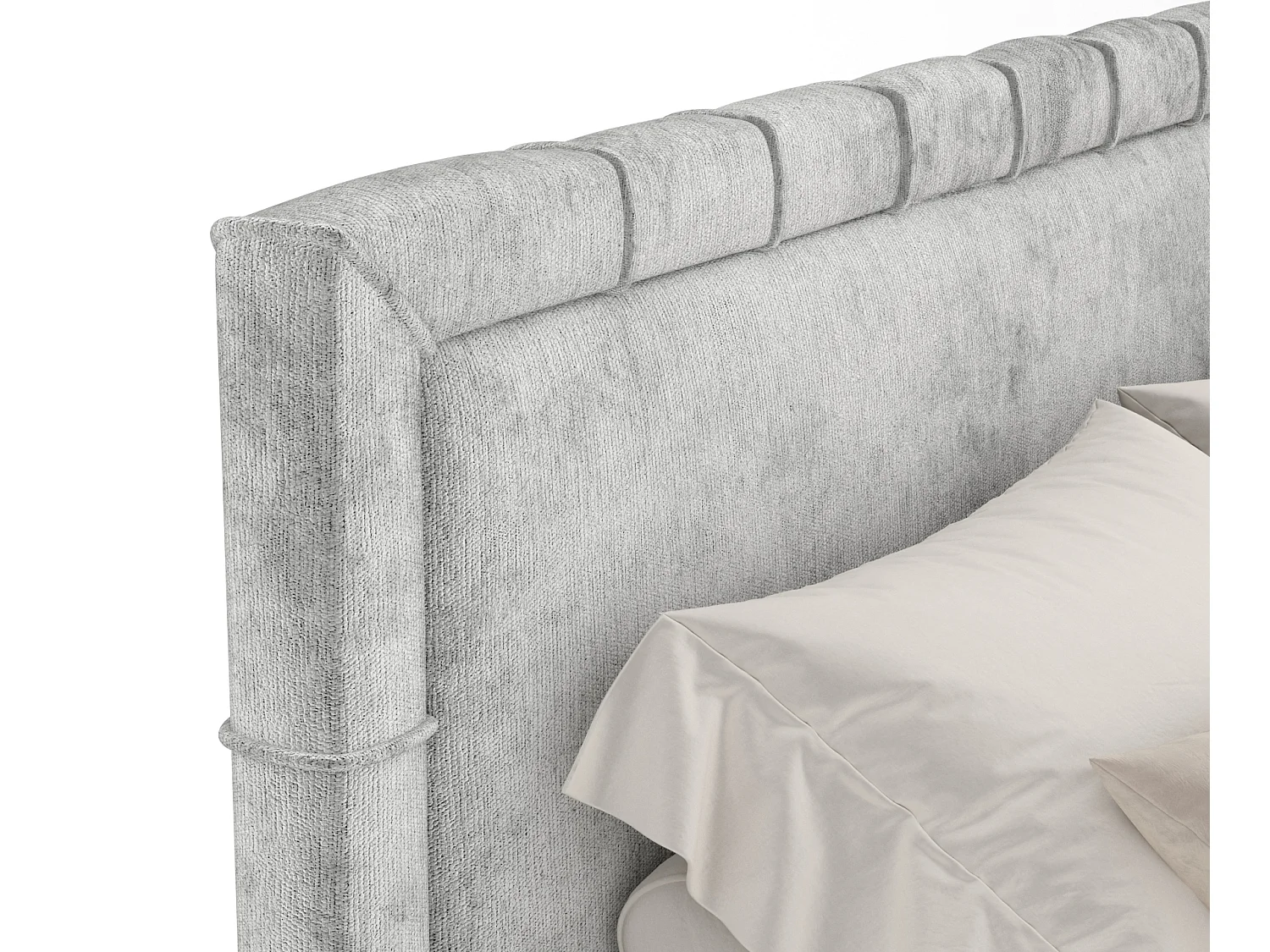 Lit boxspring en tissu chenille Rimini - matelas - surmatelas - 160x200 cm - gris clair