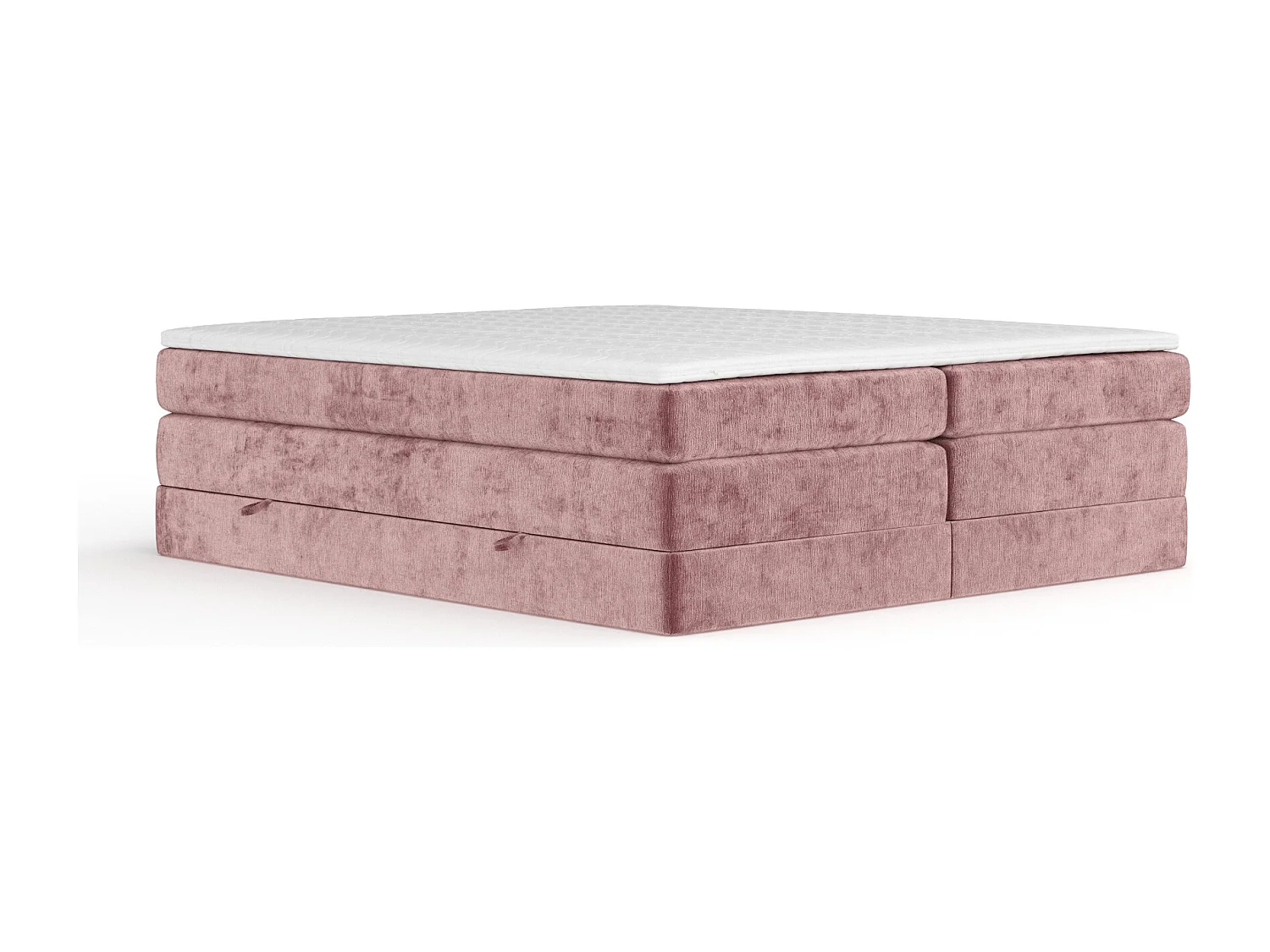 Boxspringbett aus Chenille-Stoff Juniper - Matratze - Toppermatratze - 140x200 cm - rosa