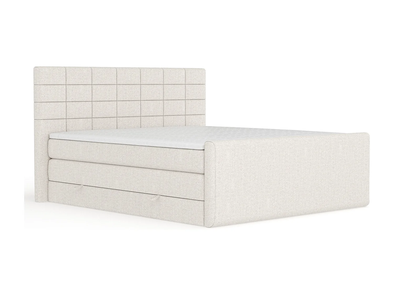 Lit boxspring en toile tissée Ava - matelas - surmatelas - 160x200 cm - beige