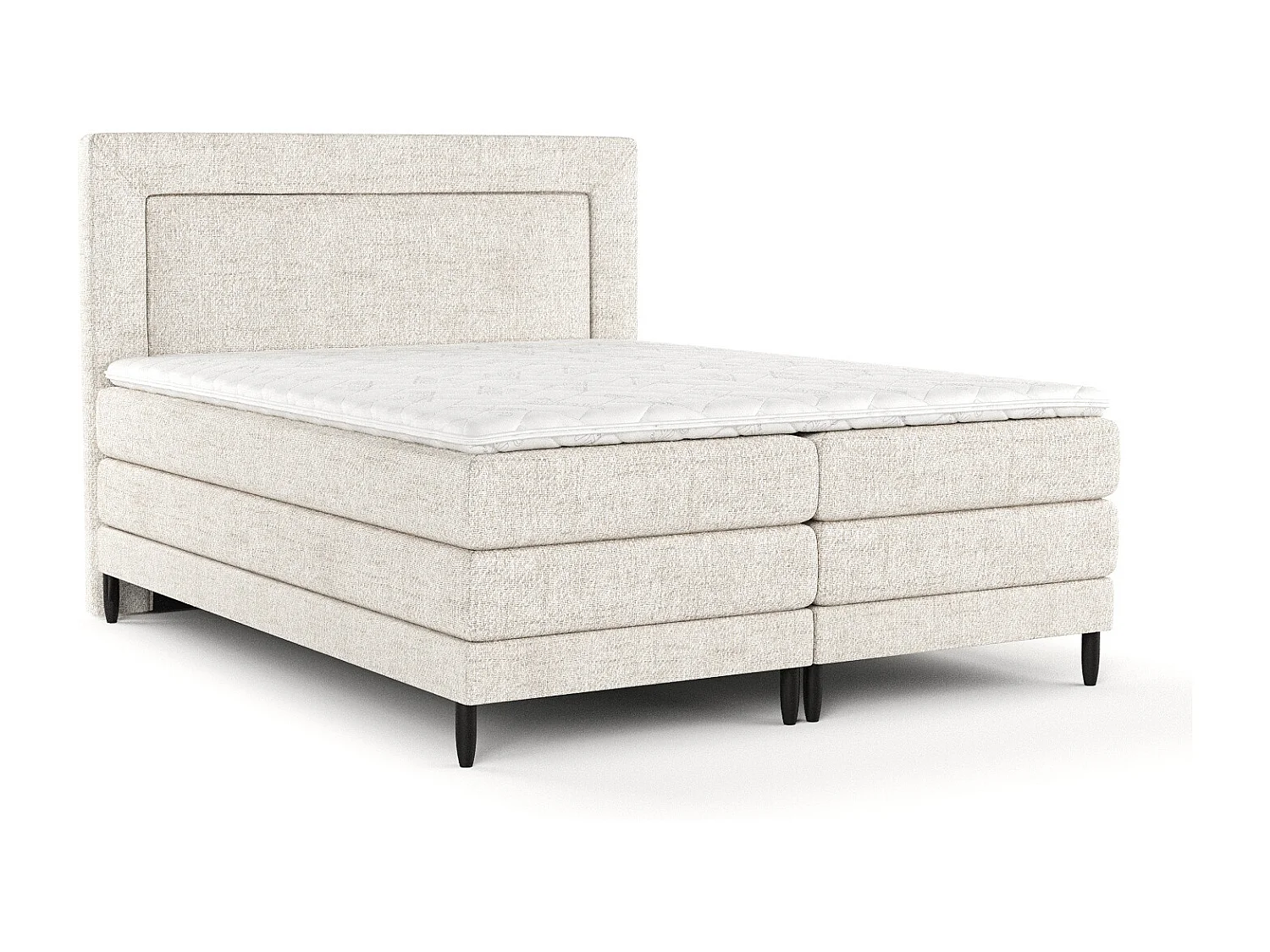 Boxspringbett aus Webstoff Madame - Matratze - Toppermatratze - 160x200 cm - creme