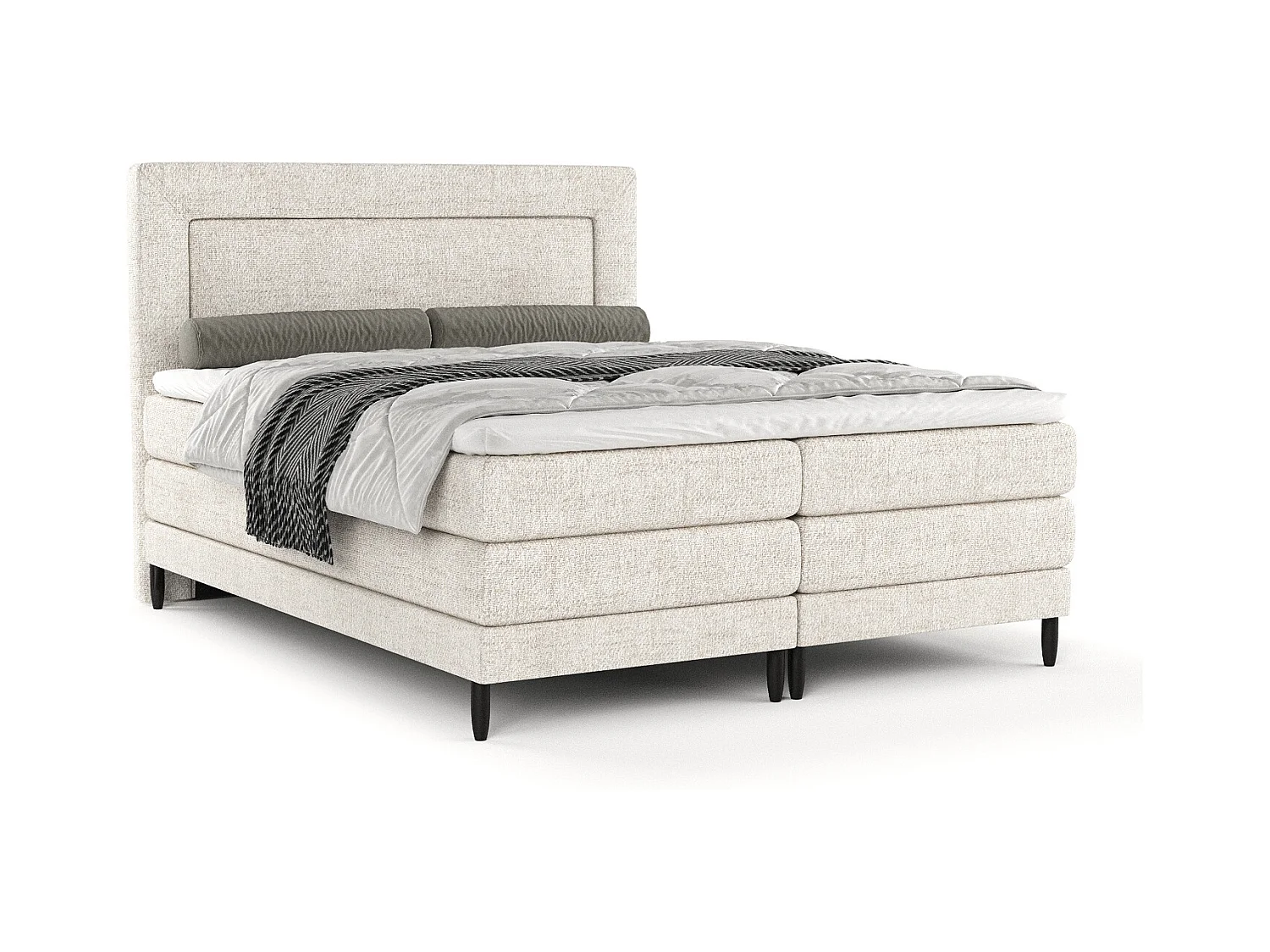 Lit boxspring en toile tissée Madame - matelas - surmatelas - 160x200 cm - creme