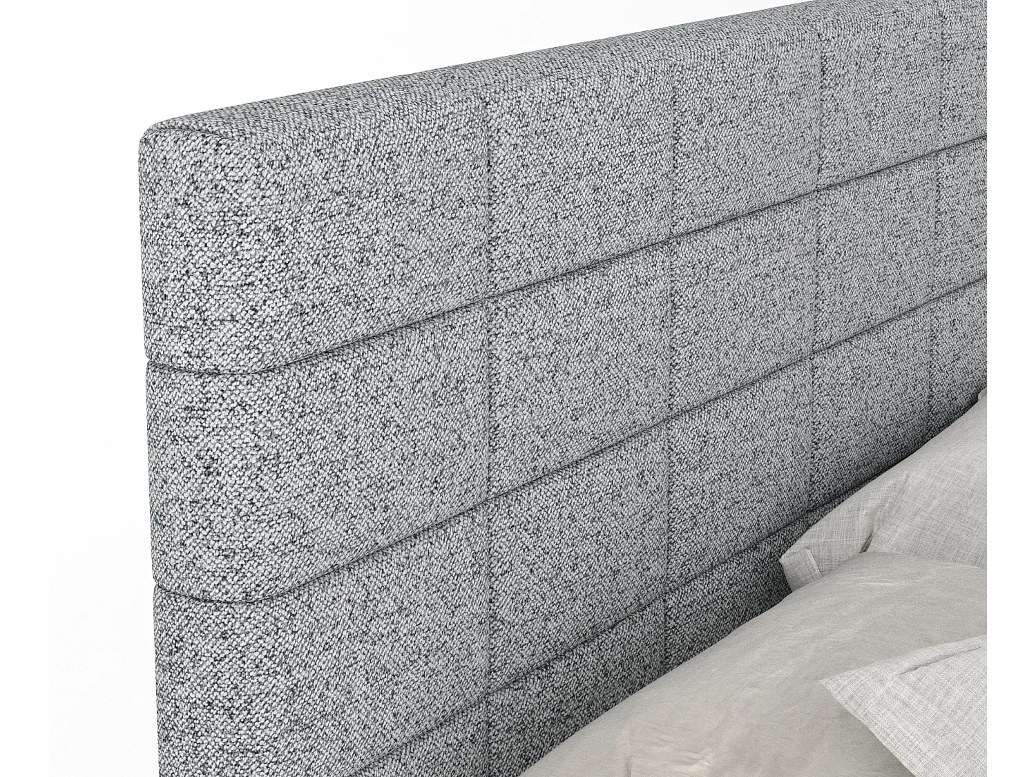 Boxspringbett aus Webstoff Ava - Matratze - Toppermatratze - 180x200 cm - grau