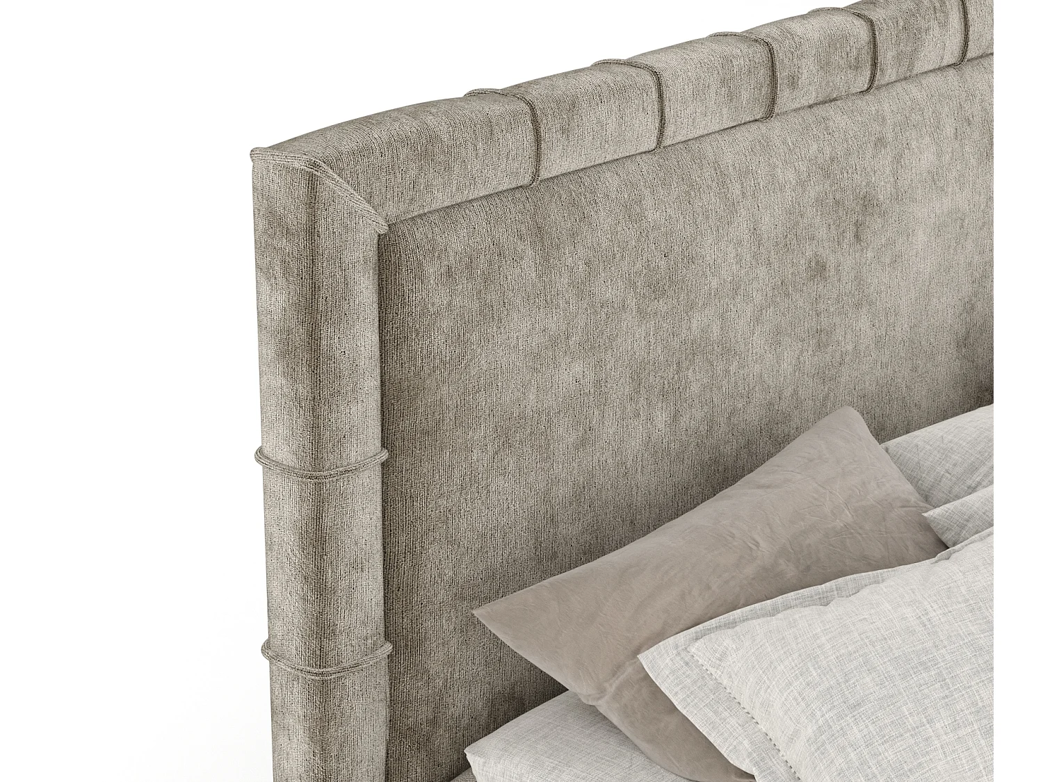 Boxspringbett aus Chenille-Stoff Sundown - Matratze - Toppermatratze - 180x200 cm - beige