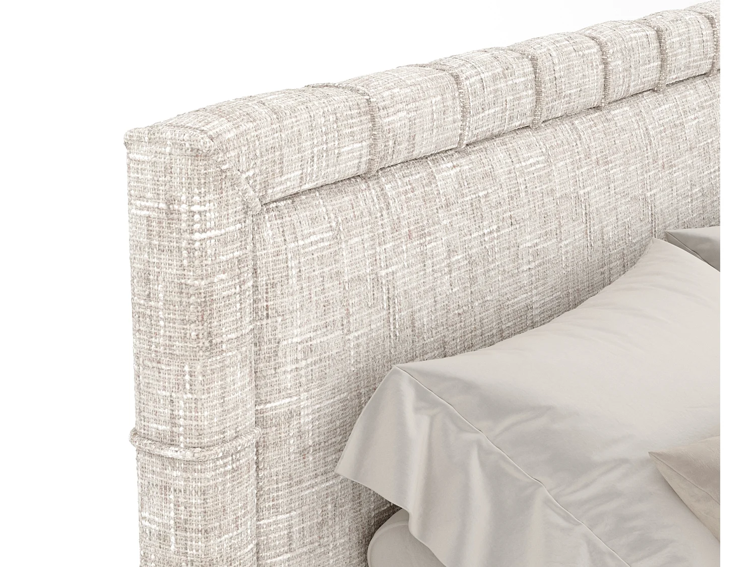 Łóżko boxspring w tkaninie plecionej Rimini - materac - topper - 160x200 cm - kremowy