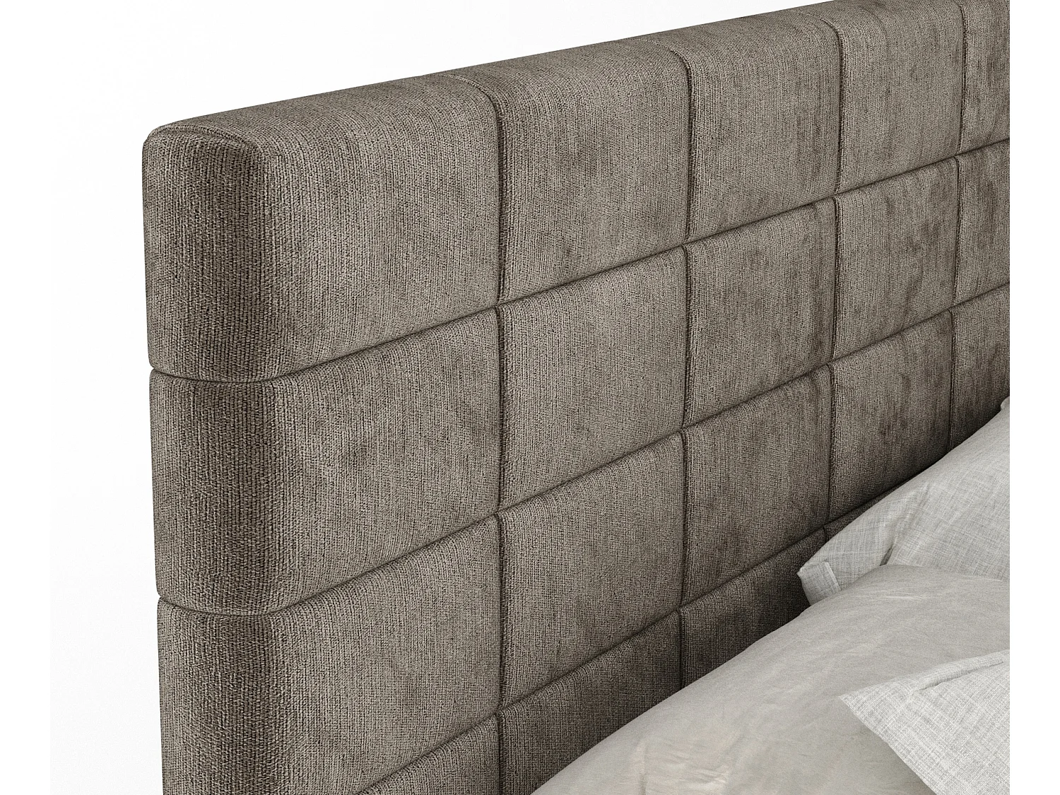 Boxspringbett aus Chenille-Stoff Ava - Matratze - Toppermatratze - 180x200 cm - braun
