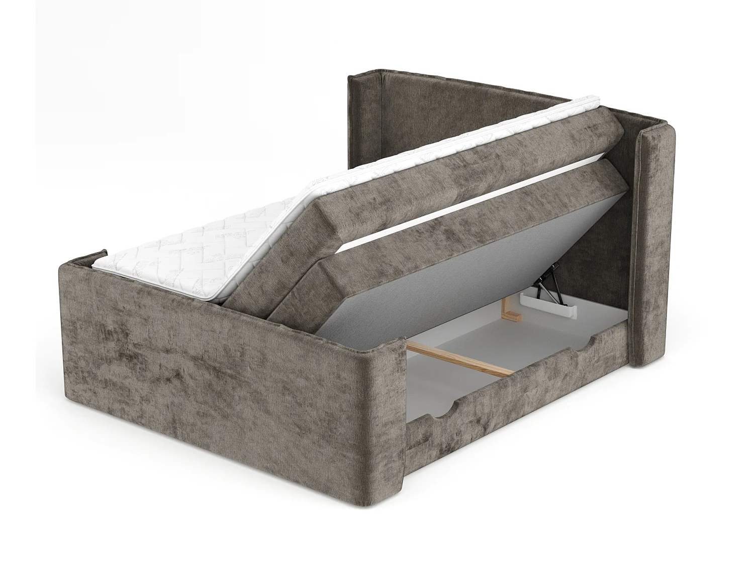 Lit boxspring en tissu chenille Freeland - matelas - surmatelas - 180x200 cm - brun