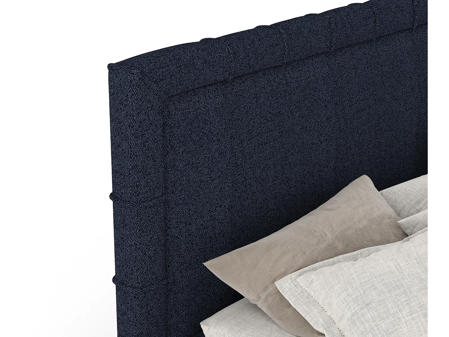 Boxspringbett aus Webstoff Sundown - Matratze - Toppermatratze - 140x200 cm - marineblau