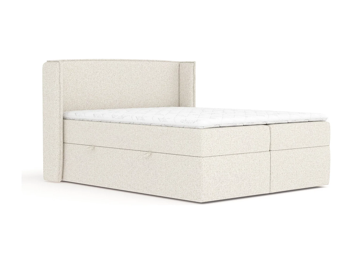 Boxspringbett aus Boucle-Stoff Skyline - Matratze - Toppermatratze - 140x200 cm - creme