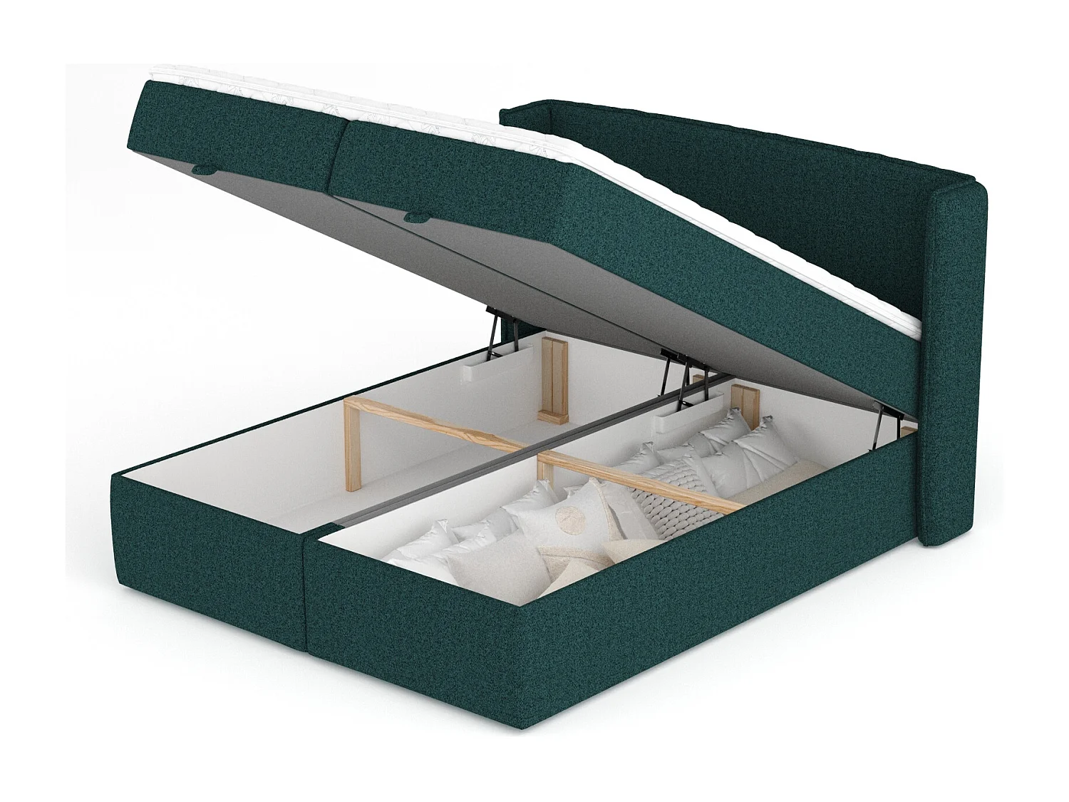 Lit boxspring en toile tissée Passion - matelas - surmatelas - 140x200 cm - vert