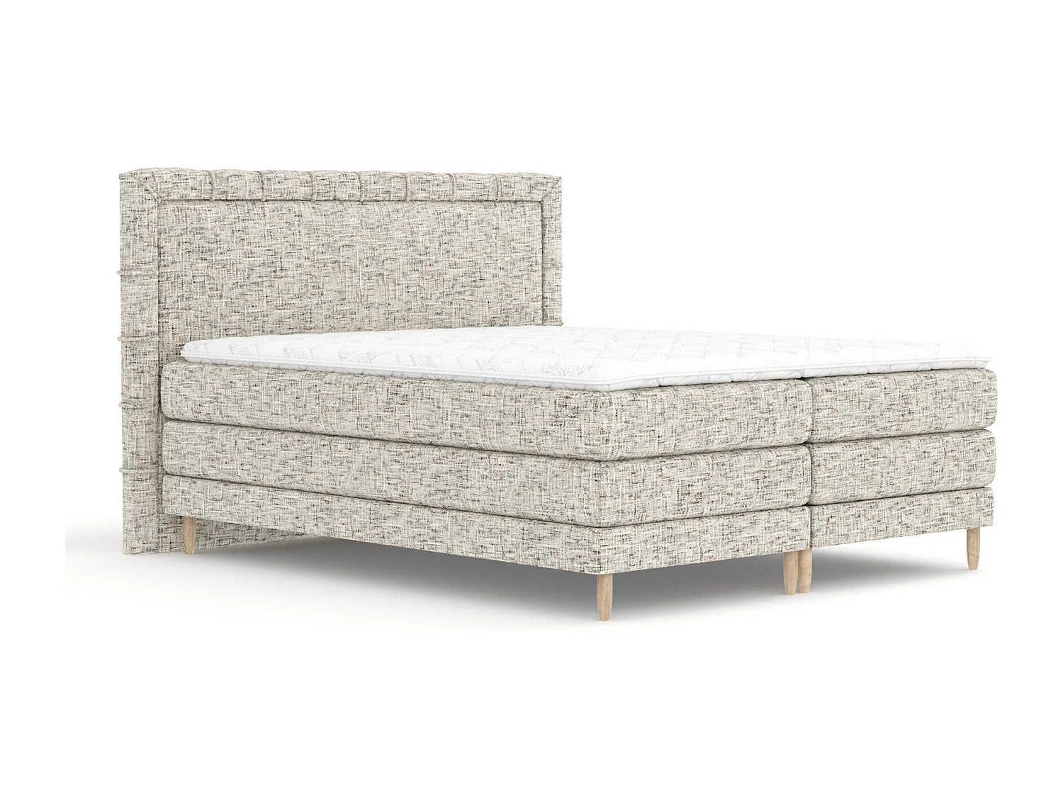 Boxspringbett aus Webstoff Rimini - Matratze - Toppermatratze - 140x200 cm - beige melange
