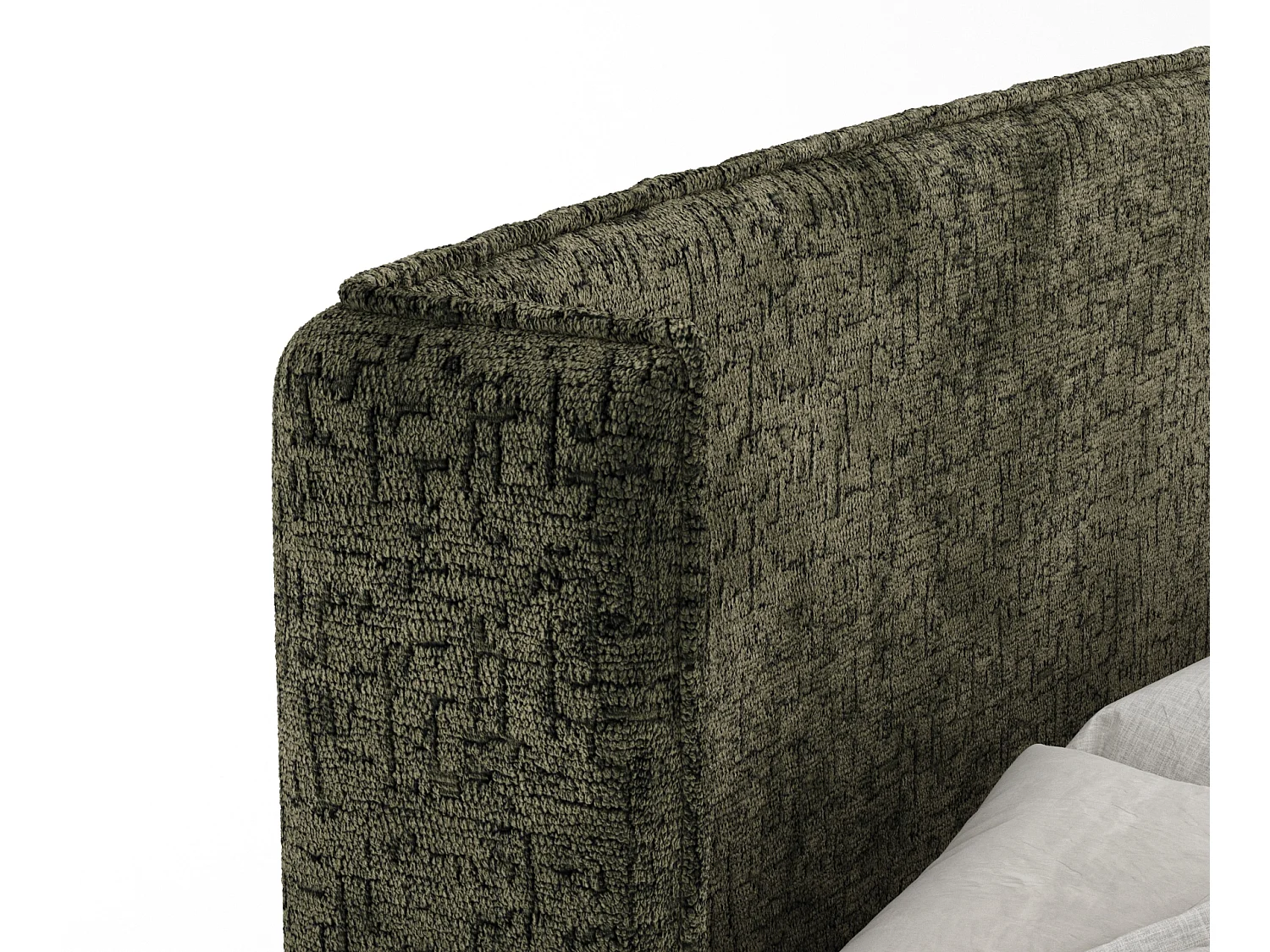 Lit boxspring en tissu chenille Ardis - matelas - surmatelas - 160x200 cm - vert olive