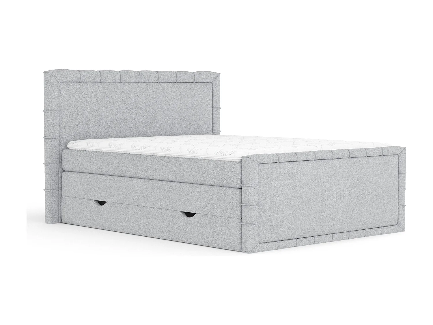 Lit boxspring en toile tissée Estelle - matelas - surmatelas - 200x200 cm - gris clair