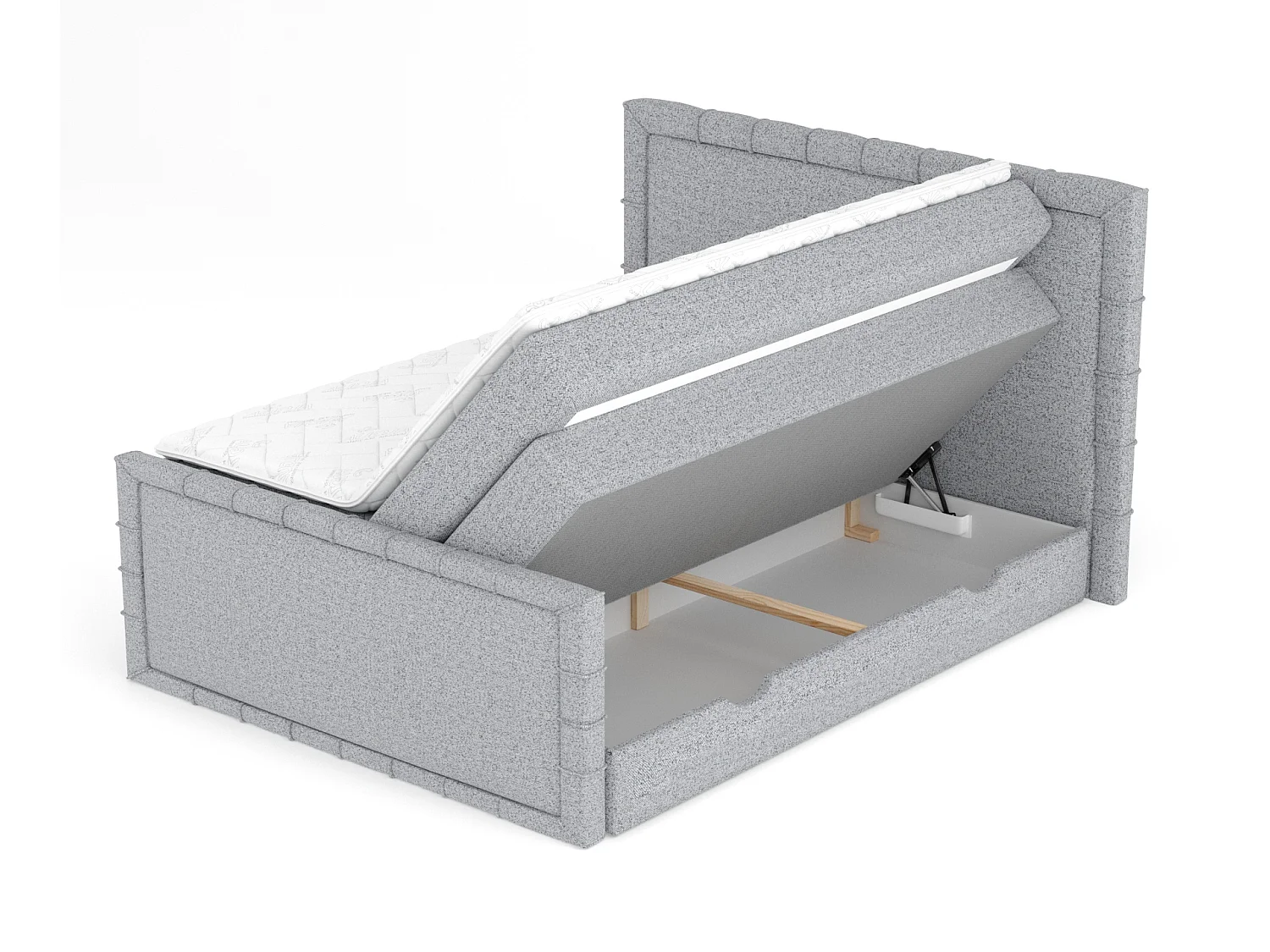 Boxspringbett im Webstoff Estelle - Matratze - Topper - 200x200 cm - grau