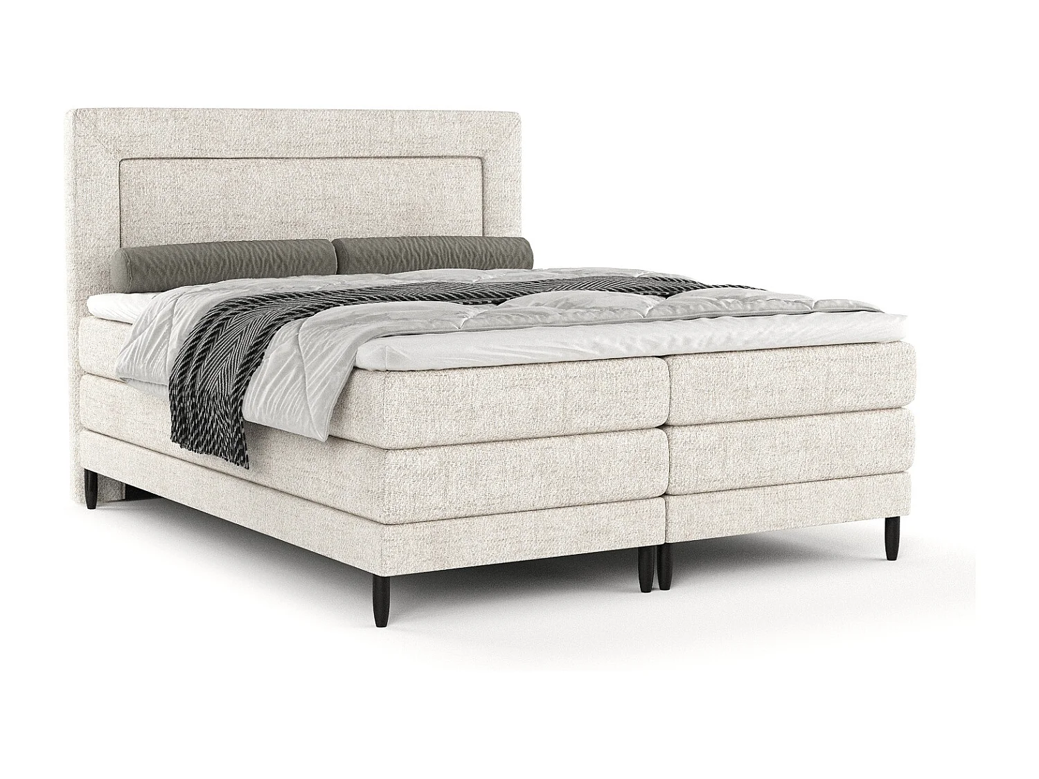 Lit boxspring en toile tissée Madame - matelas - surmatelas - 180x200 cm - creme