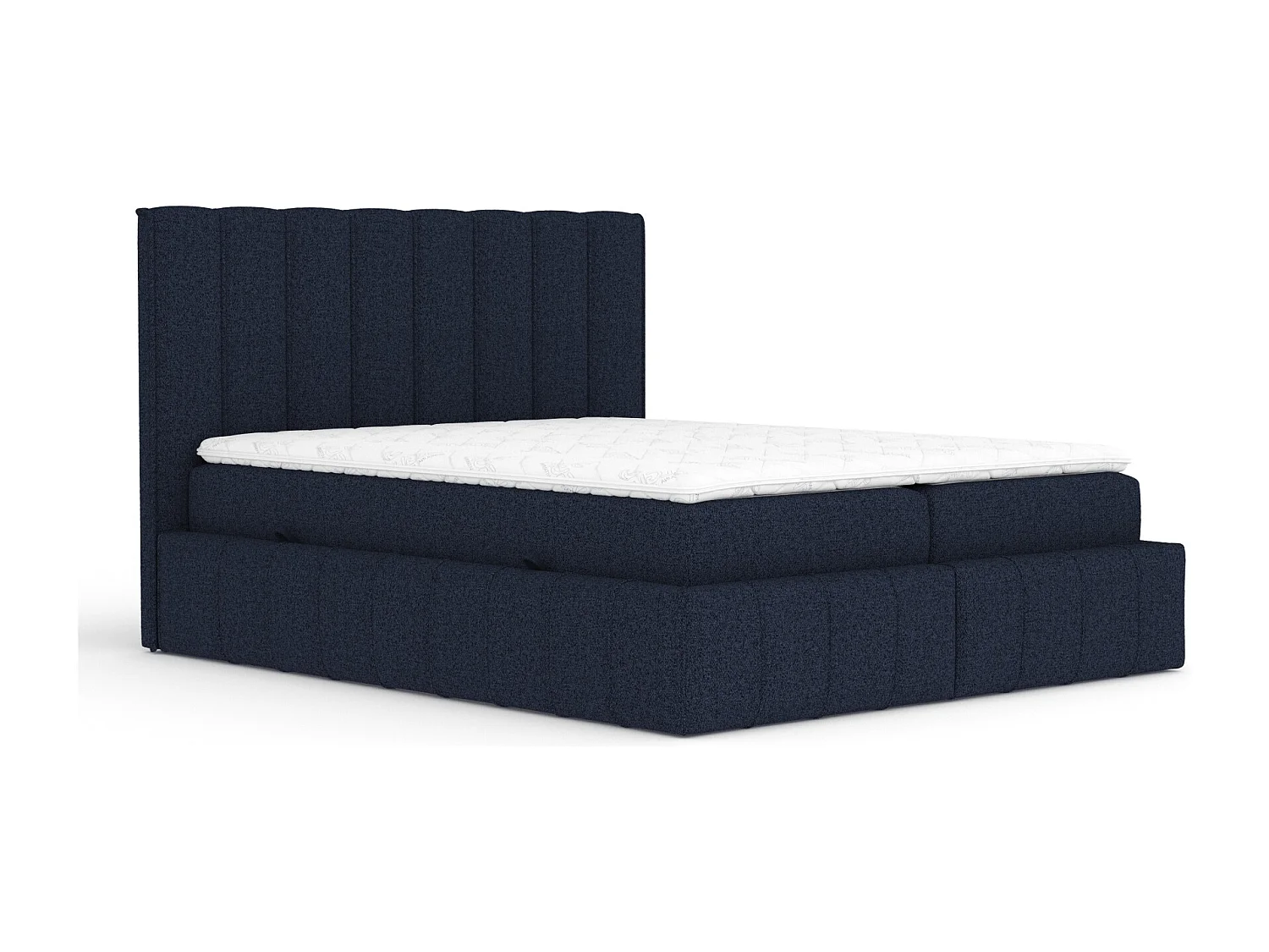 Boxspringbett aus Webstoff Moretti - Matratze - Toppermatratze - 180x200 cm - marineblau