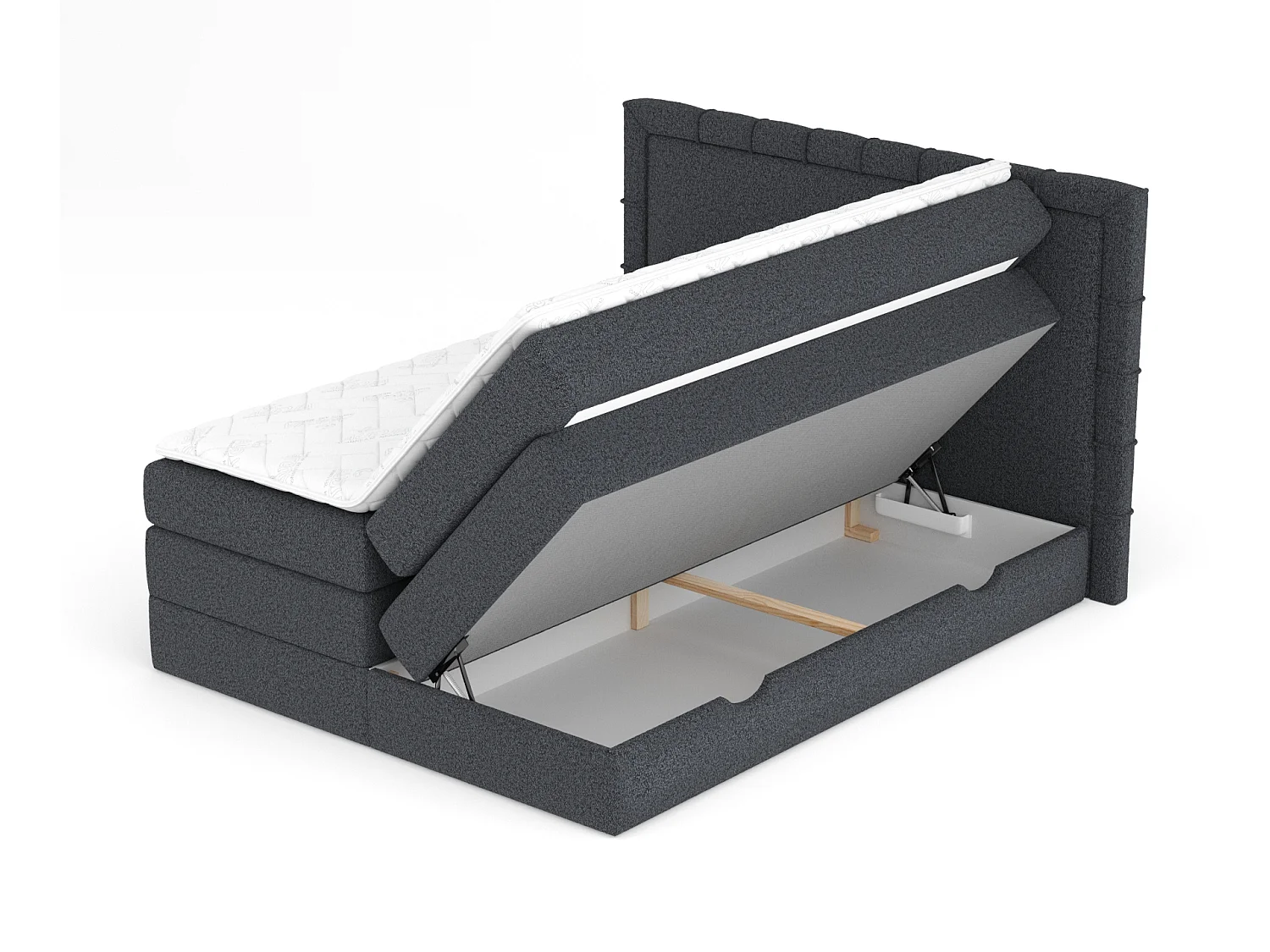 Lit boxspring en toile tissée Rosabel - matelas - surmatelas - 160x200 cm - noir