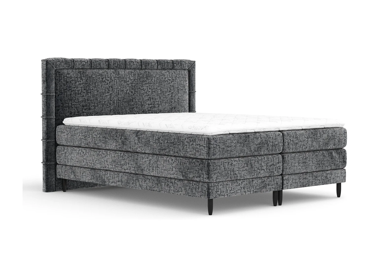 Boxspringbett aus Chenille-Stoff Rimini - materac - topper - 180x200 cm - anthrazit