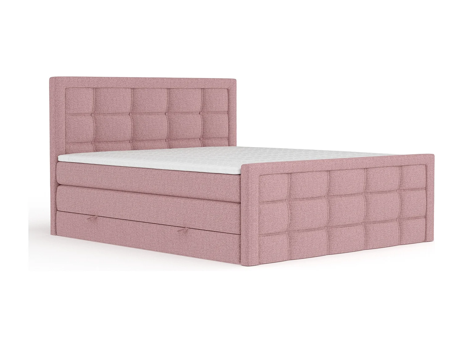 Boxspringbett aus Webstoff Ambrosia - Matratze - Toppermatratze - 140x200 cm - rosa