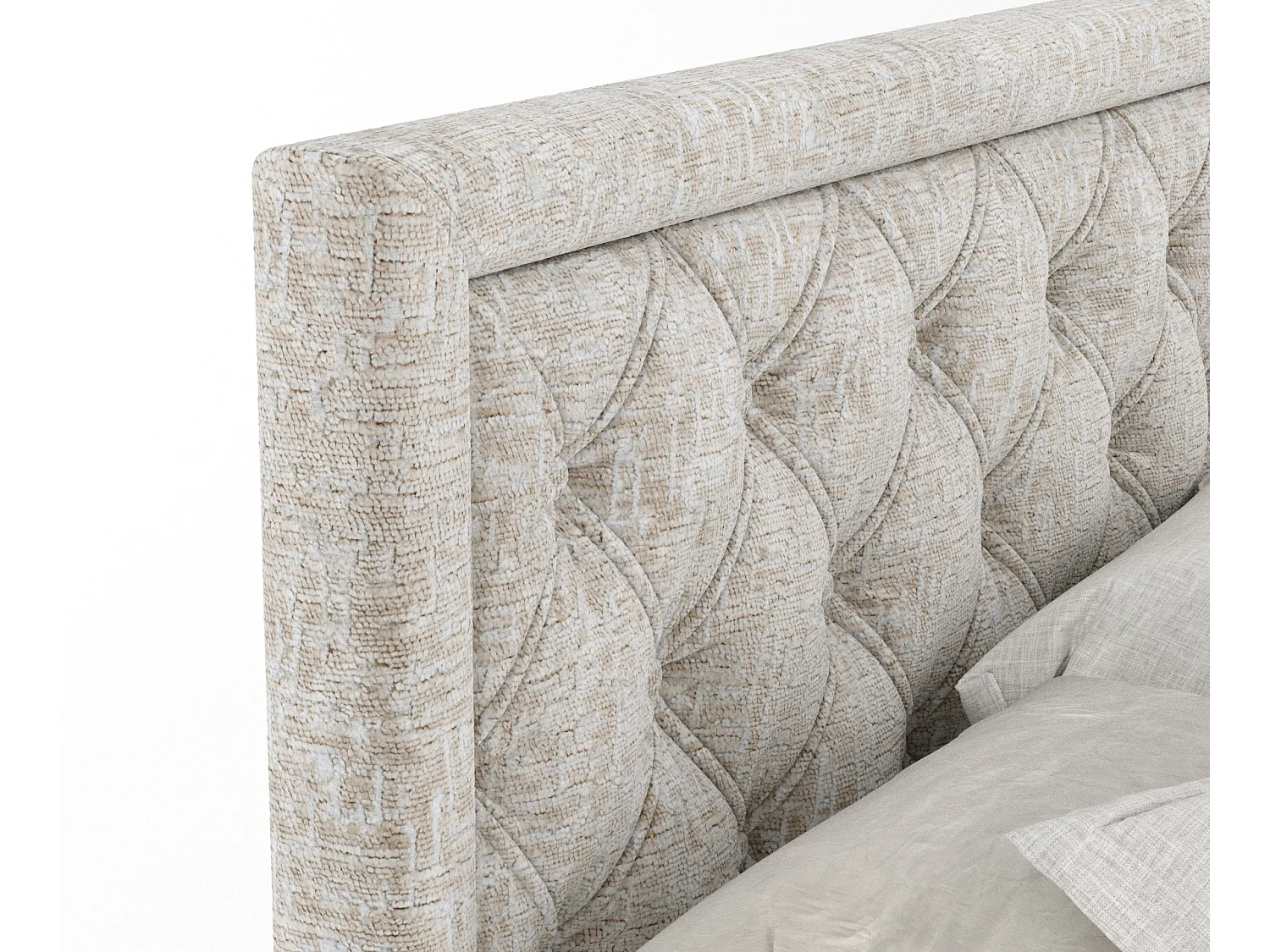 Boxspringbett aus Chenille-Stoff Aurelia - Matratze - Toppermatratze - 160x200 cm - beige