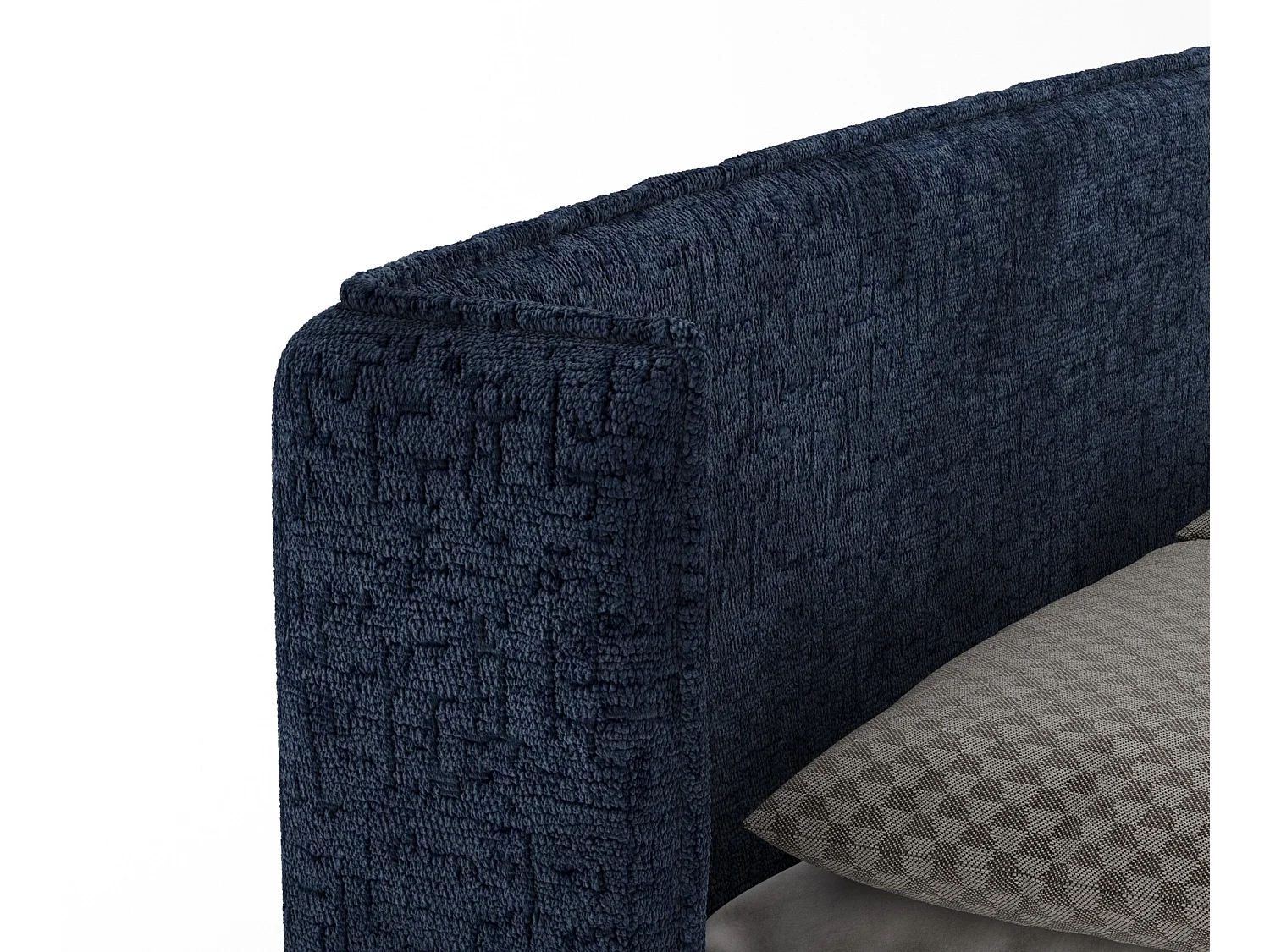 Boxspringbett aus Chenille-Stoff Passion - Matratze - Toppermatratze - 140x200 cm - marineblau