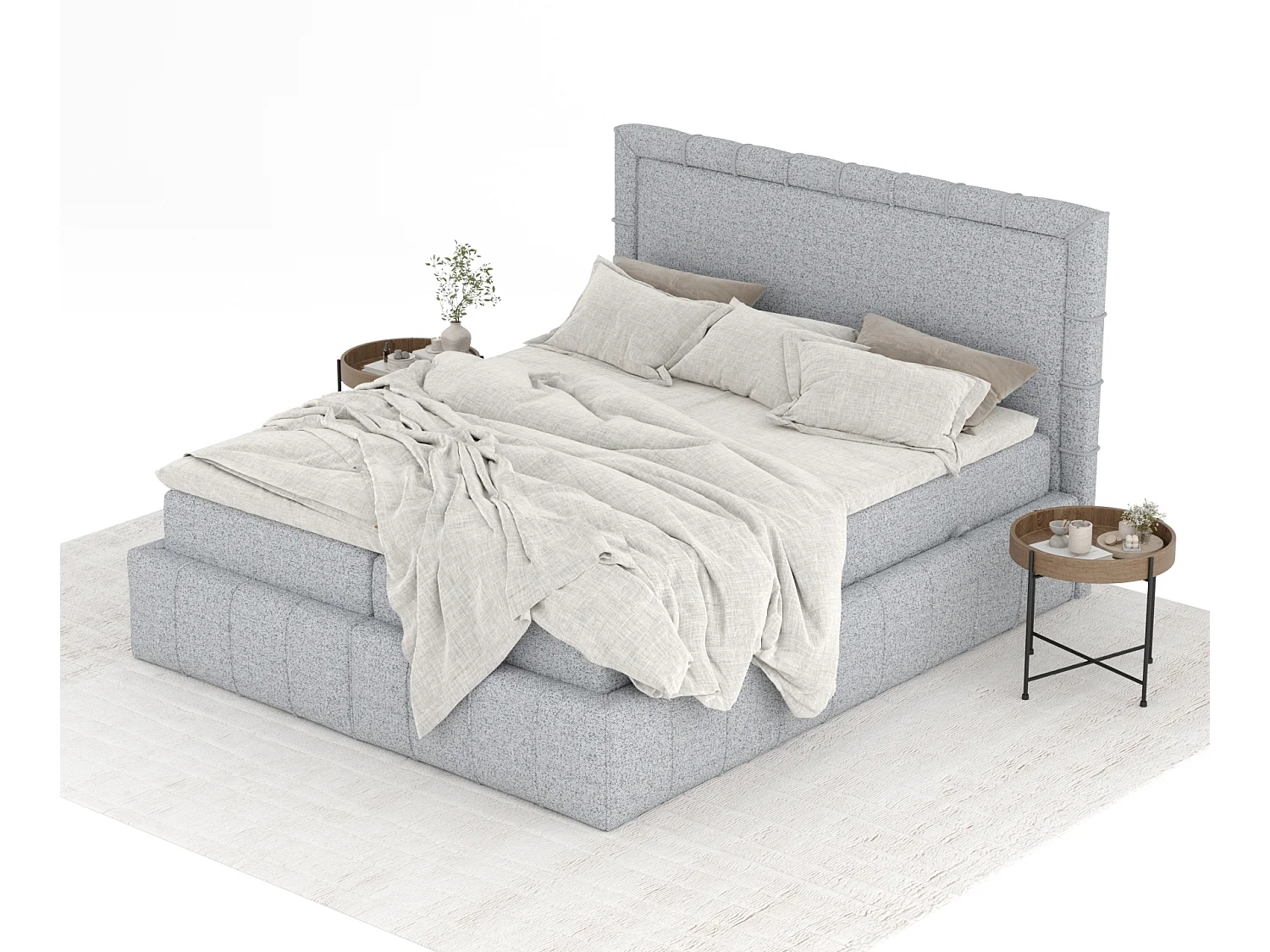 Boxspringbett aus Webstoff Sundown - Matratze - Toppermatratze - 140x200 cm - grau