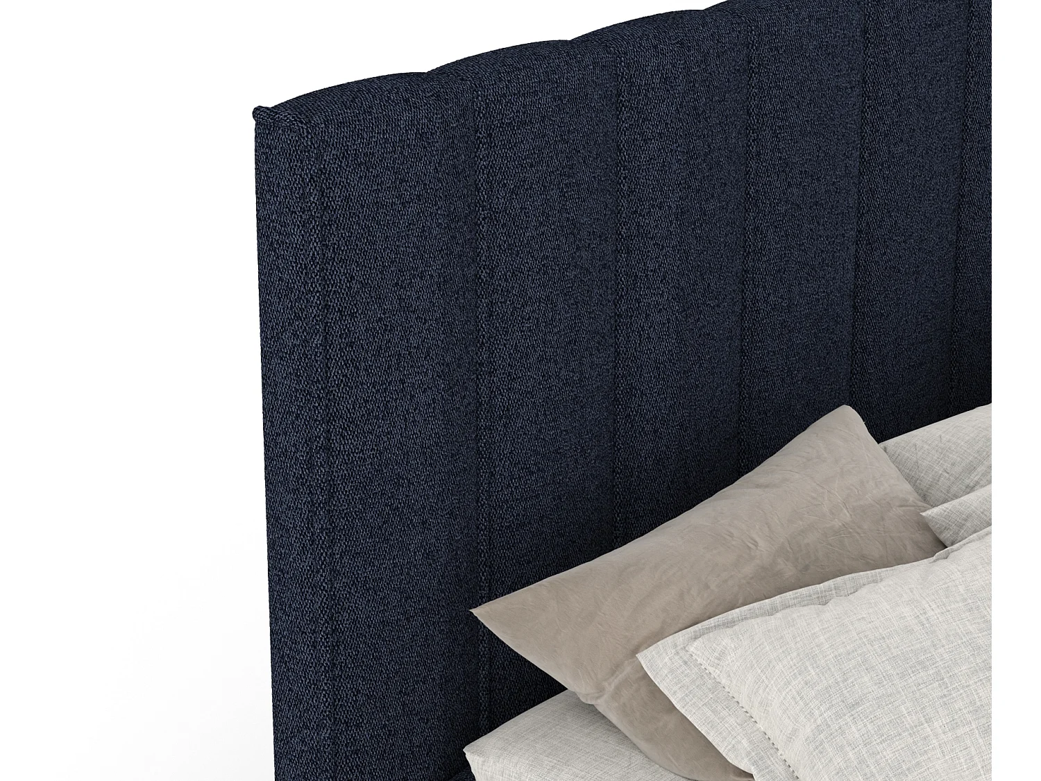 Łóżko boxspring w tkaninie plecionej Moretti - materac - topper - 200x200 cm - granatowy