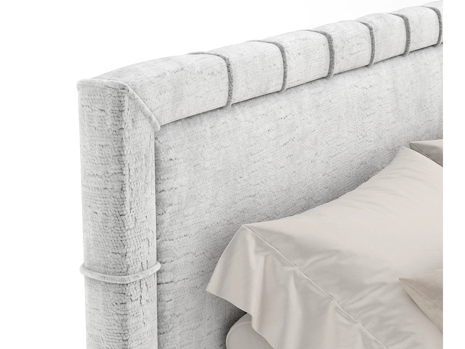 Lit boxspring en tissu chenille Rimini - matelas - surmatelas - 180x200 cm - gris clair