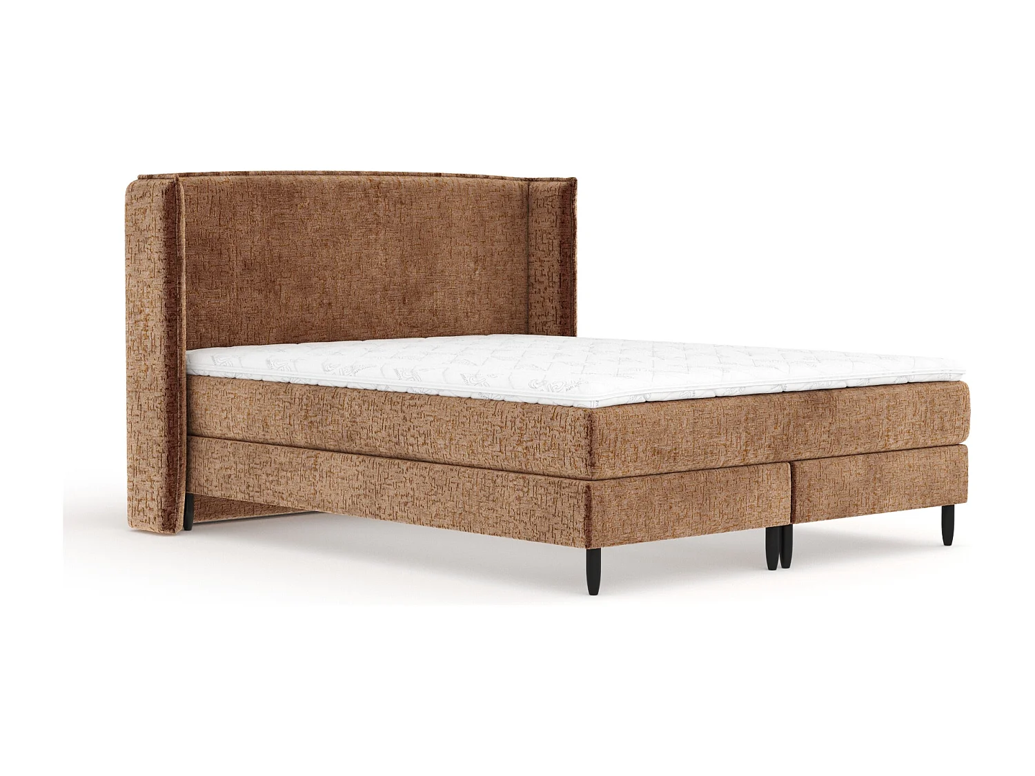 Boxspringbett aus Chenille-Stoff Ardis - Matratze - Toppermatratze - 200x200 cm - kupferfarbe