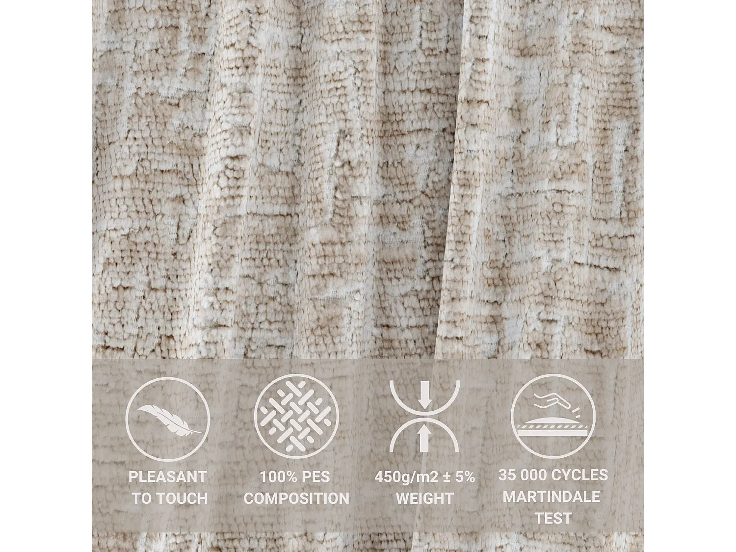 Boxspringbett aus Chenille-Stoff Aurelia - Matratze - Toppermatratze - 180x200 cm - beige