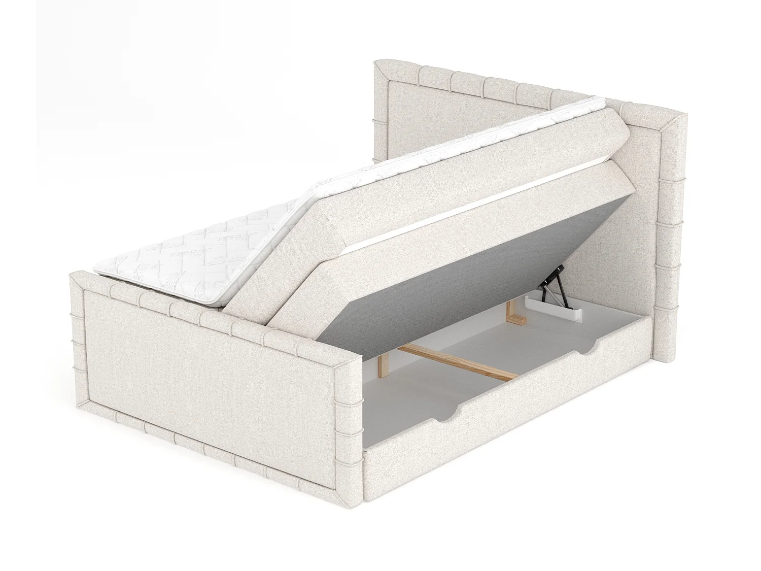 Lit boxspring en toile tissée Estelle - matelas - surmatelas - 200x200 cm - beige