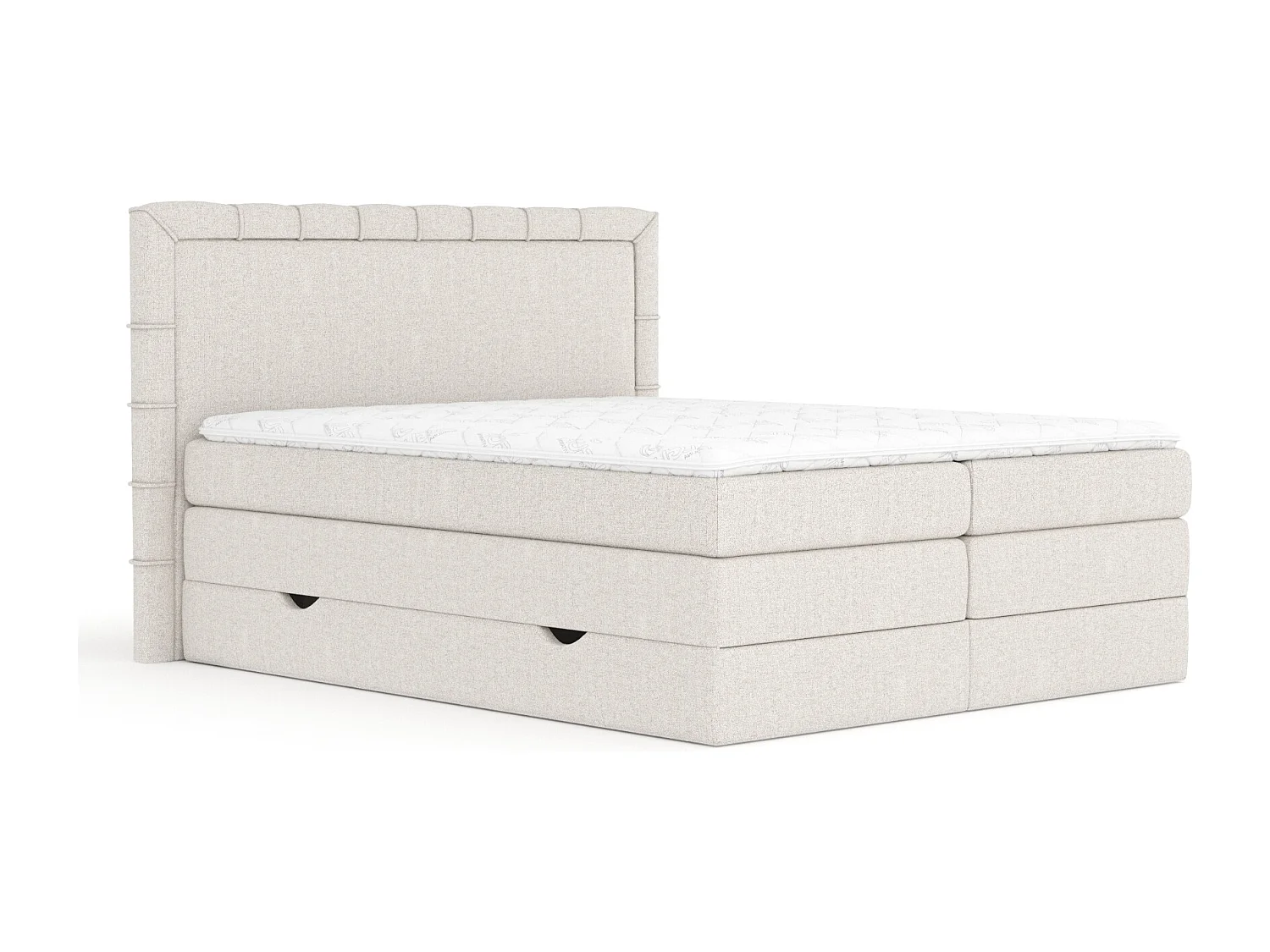 Boxspringbett aus Webstoff Rosabel - Matratze - Toppermatratze - 140x200 cm - beige