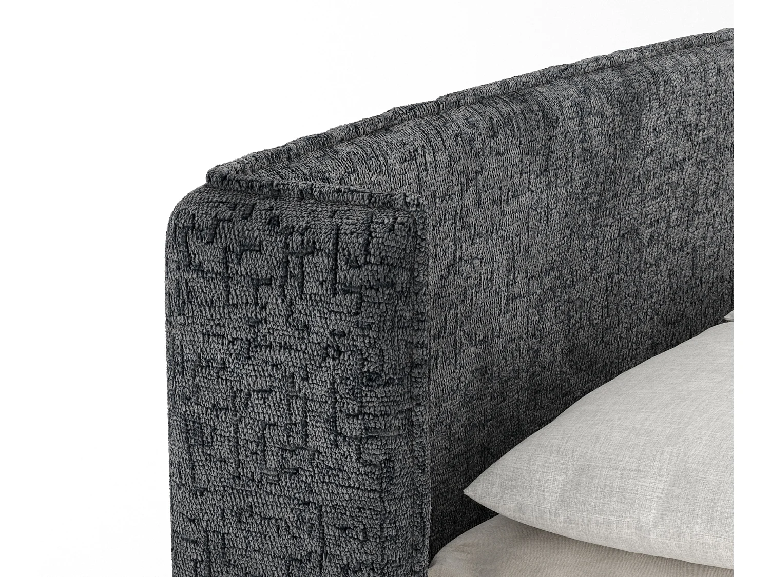 Lit boxspring en tissu chenille Carizzo - matelas - surmatelas - 200x200 cm - anthracite