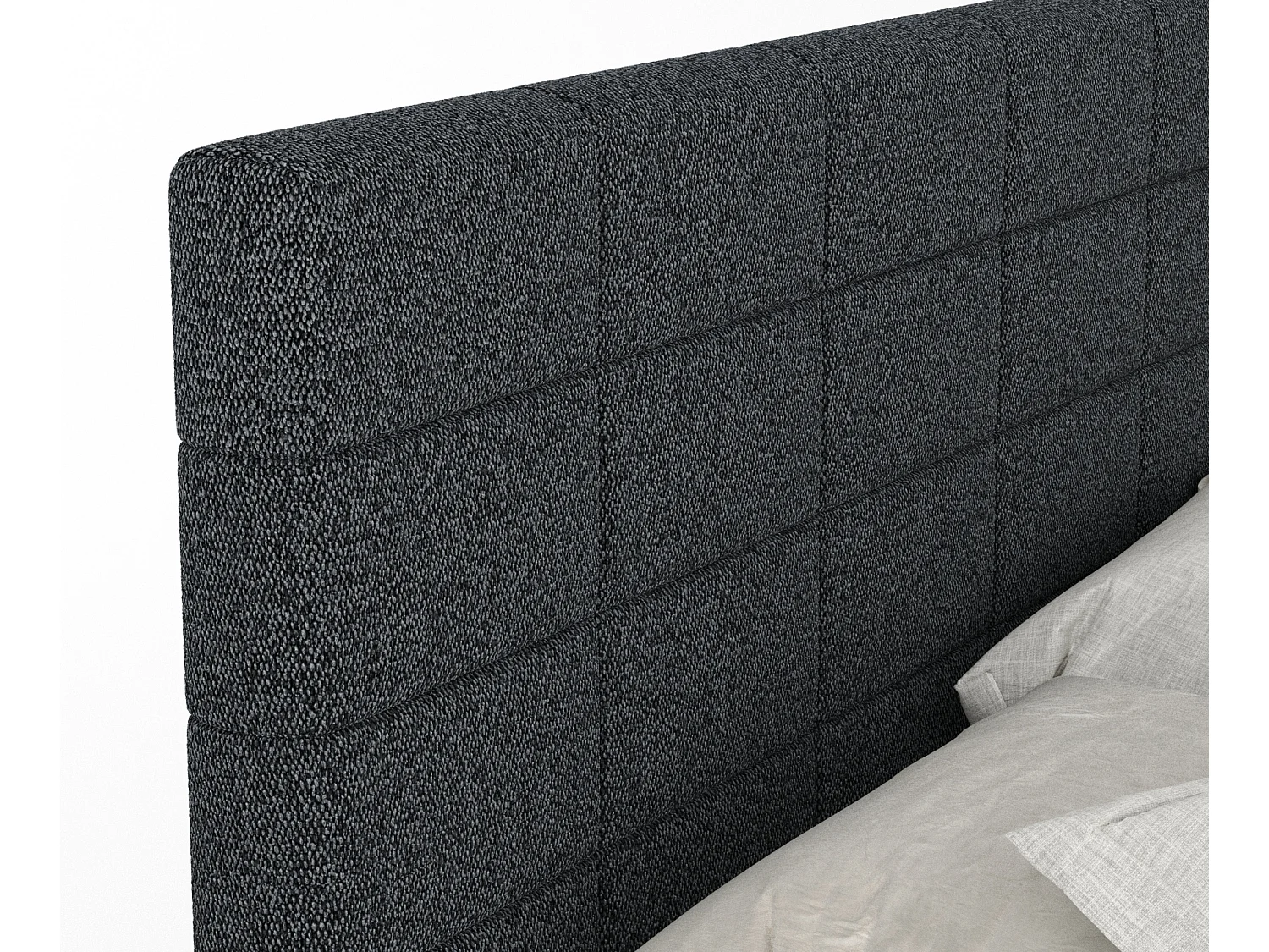 Boxspringbett aus Webstoff Ava - Matratze - Toppermatratze - 180x200 cm - schwarz