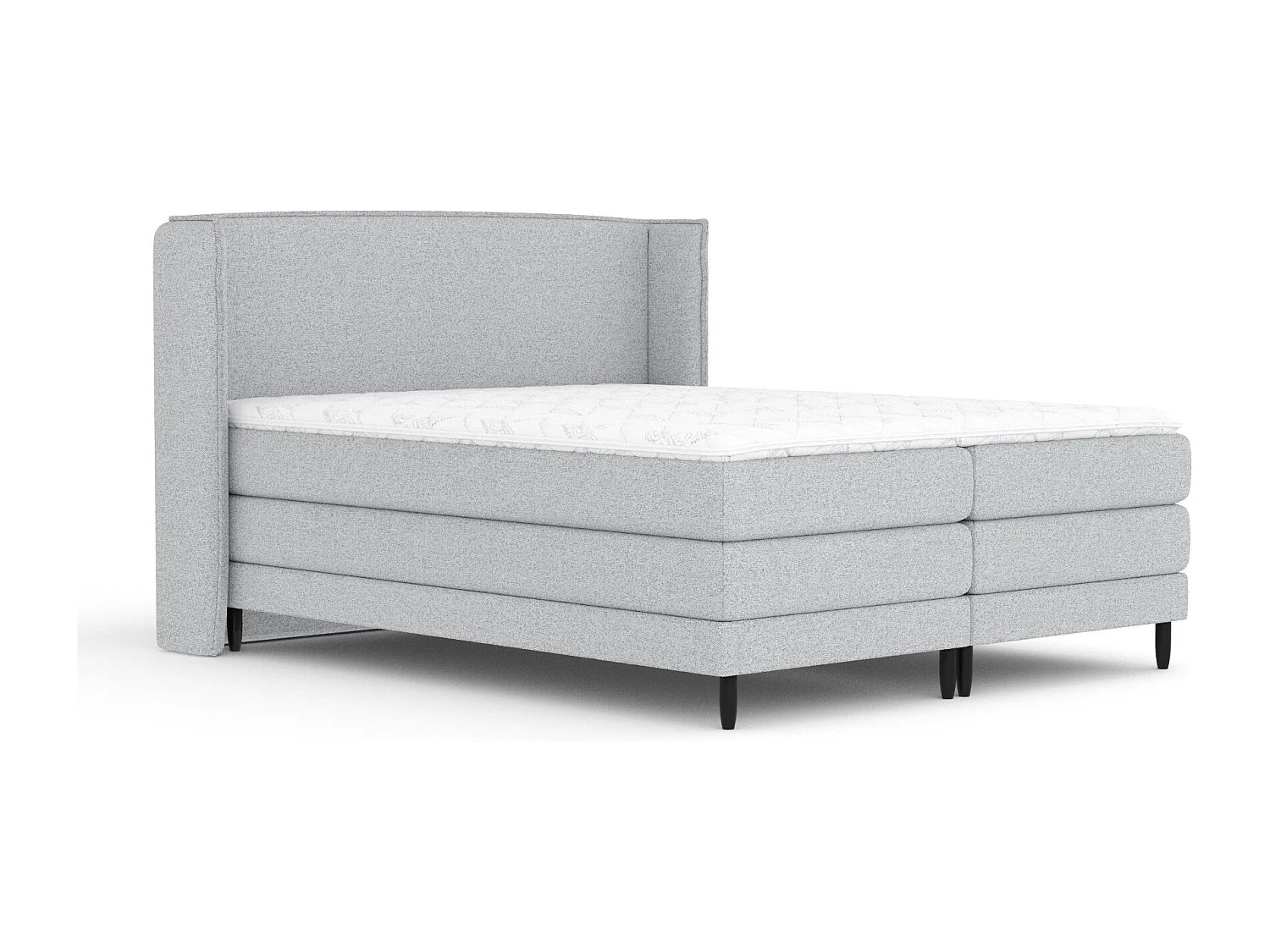 Boxspringbett aus Webstoff Carizzo - Matratze - Toppermatratze - 160x200 cm - hellgrau