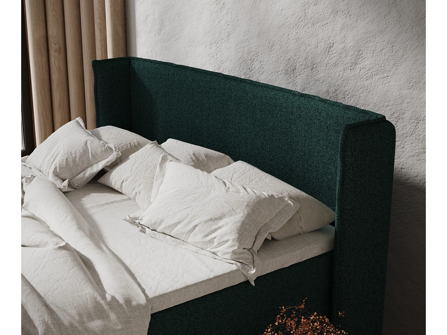 Boxspringbett aus Webstoff Monpelli - Matratze - Toppermatratze - 200x200 cm - grün