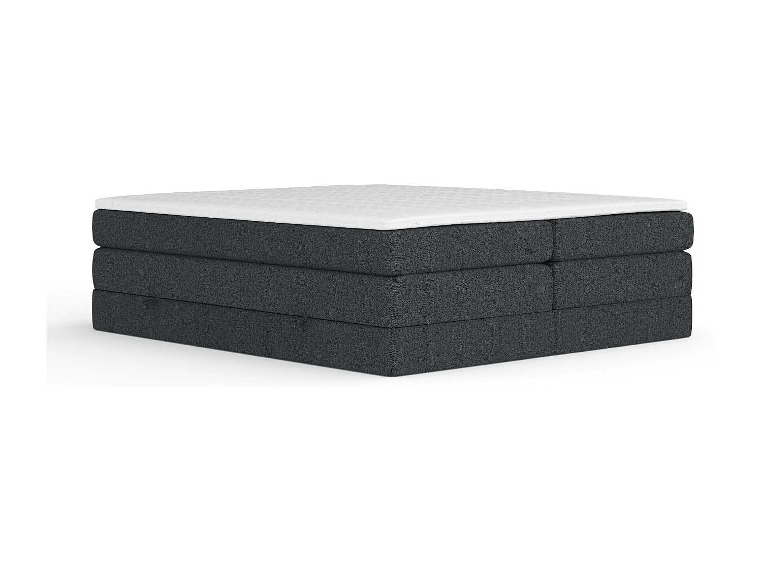 Lit boxspring en toile tissée Juniper - matelas - surmatelas - 140x200 cm - noir