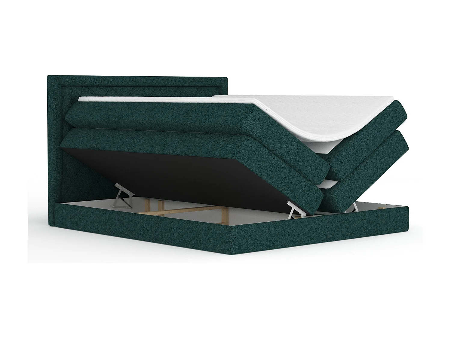 Boxspringbett aus Webstoff Aurelia - Matratze - Toppermatratze - 160x200 cm - grün