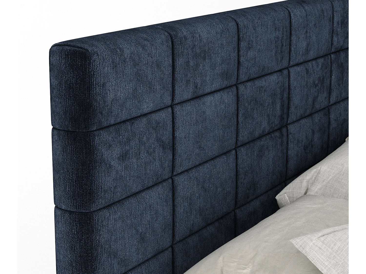 Boxspringbett aus Chenille-Stoff Ava - Matratze - Toppermatratze - 200x200 cm - marineblau