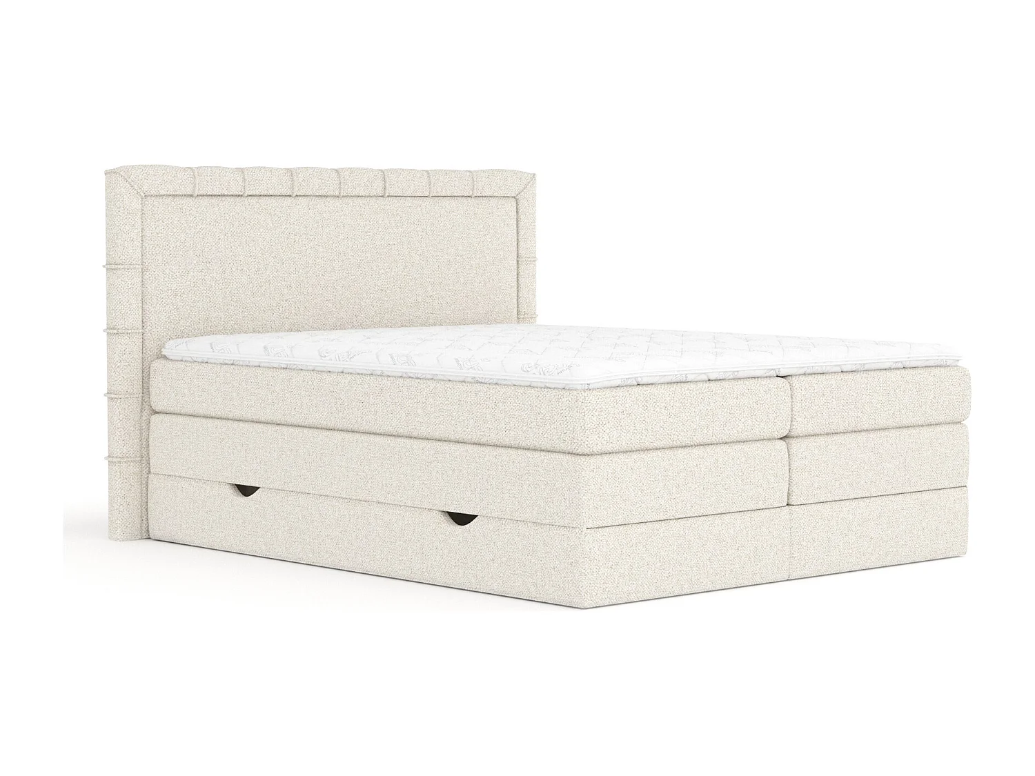 Lit boxspring en tissu bouclette Rosabel - matelas - surmatelas - 160x200 cm - creme