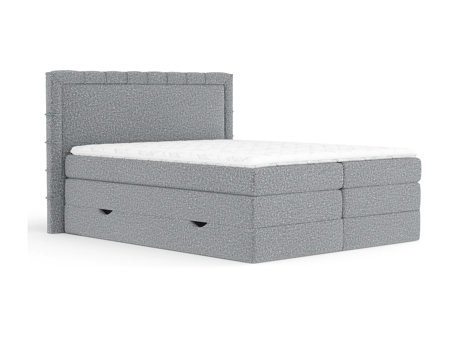 Boxspringbett aus Boucle-Stoff Rosabel - matelas - surmatelas - 160x200 cm - grau