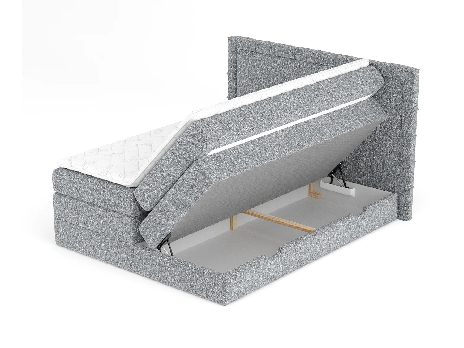 Boxspringbett aus Boucle-Stoff Rosabel - matelas - surmatelas - 160x200 cm - grau