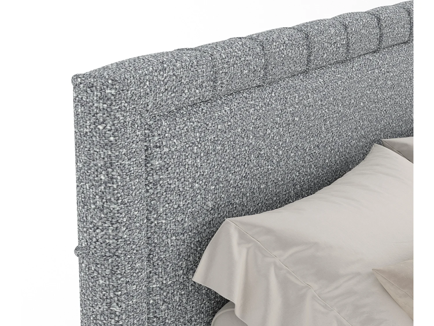 Boxspringbett aus Boucle-Stoff Rosabel - matelas - surmatelas - 160x200 cm - grau