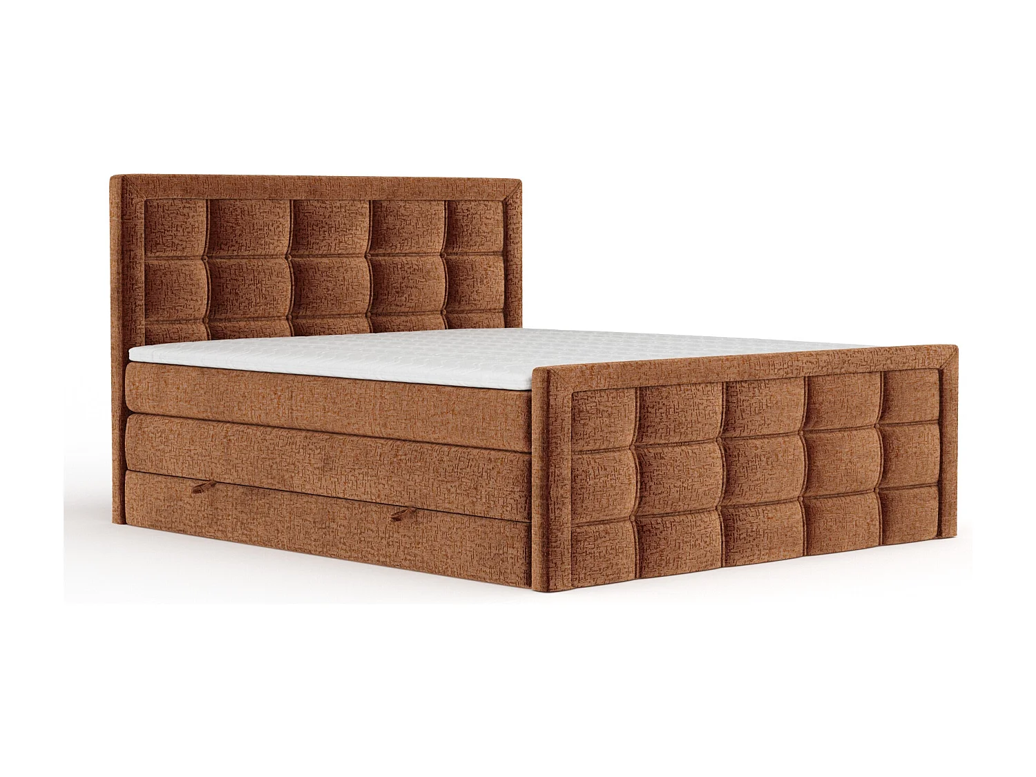 Boxspringbett aus Chenille-Stoff Ambrosia - Matratze - Toppermatratze - 140x200 cm - kupferfarbe