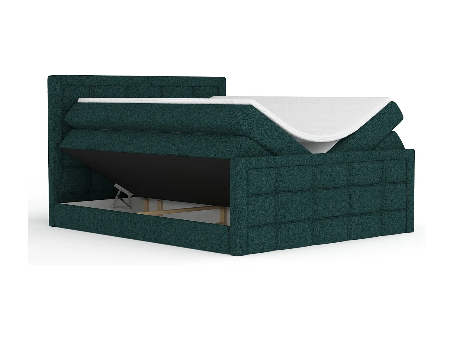 Boxspringbett aus Webstoff Ambrosia - Matratze - Toppermatratze - 140x200 cm - grün