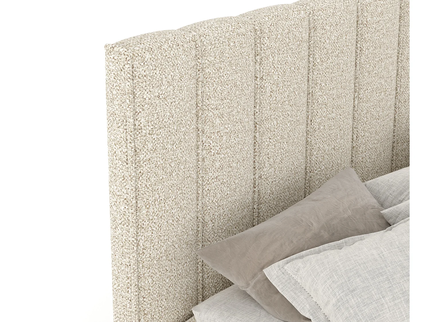 Boxspringbett aus Boucle-Stoff Moretti - Matratze - Toppermatratze - 160x200 cm - beige