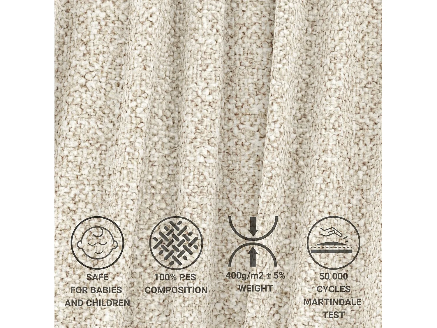 Lit boxspring en tissu bouclette Moretti - matelas - surmatelas - 160x200 cm - beige